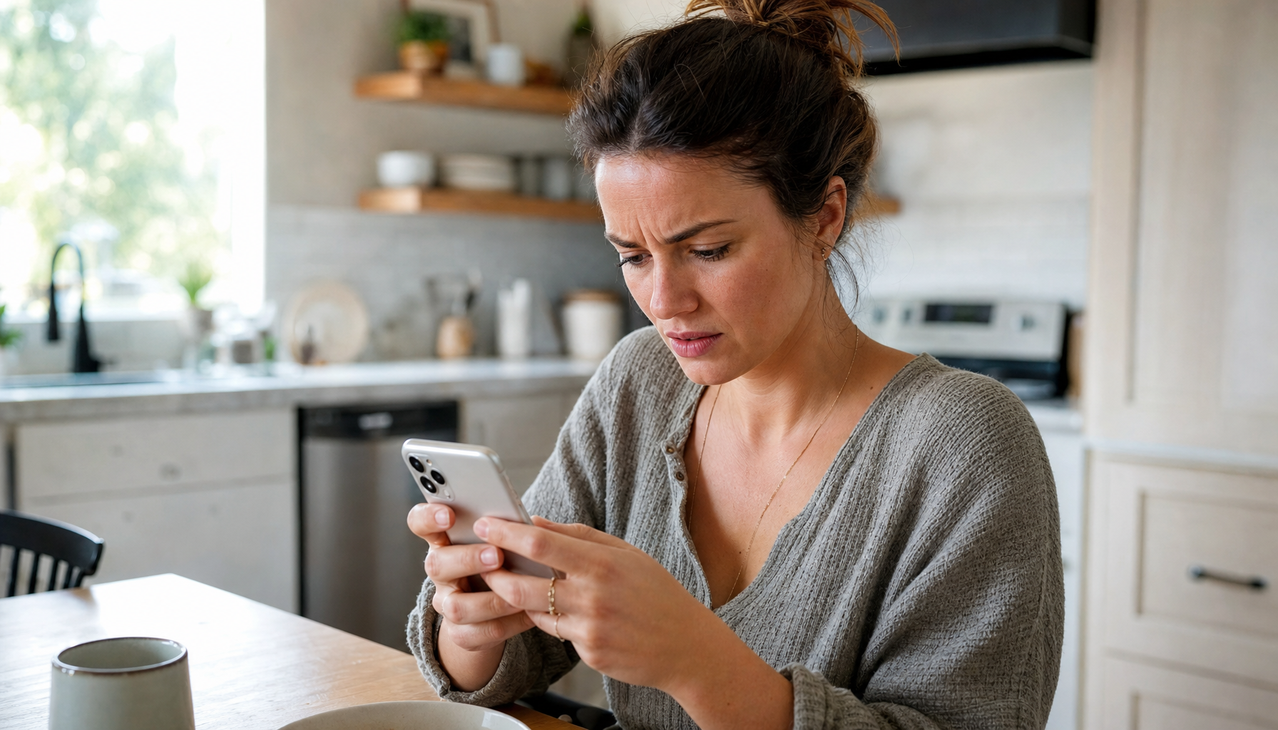 Homeowner using AI on phone to search for a contractor