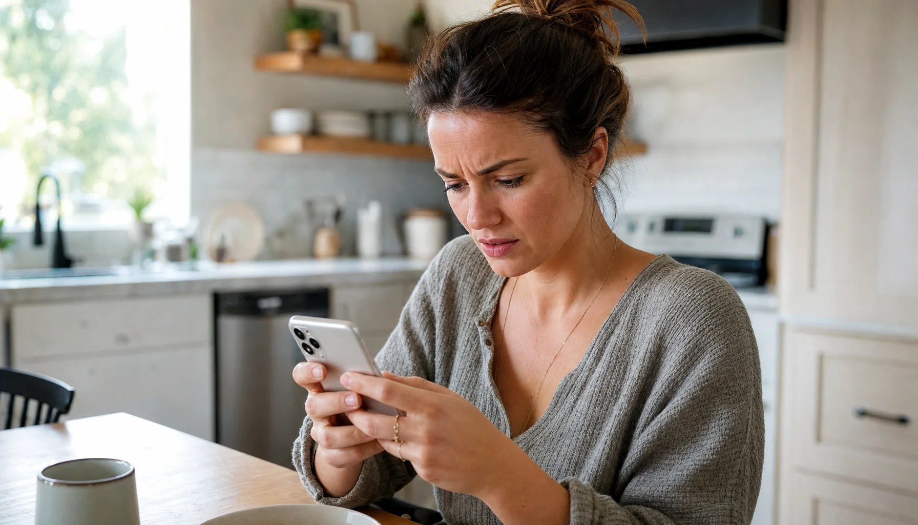 Homeowner using AI on phone to search for a contractor